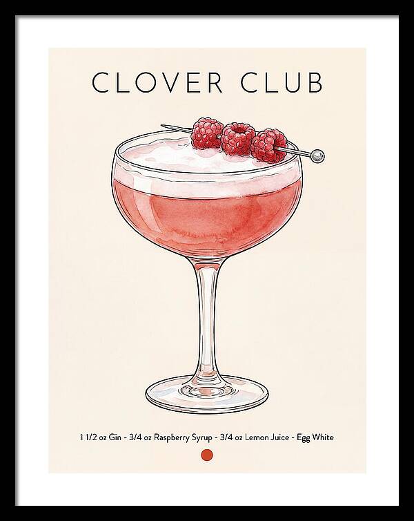 Clover Club Minimal Ink And Watercolor Cocktail Recipe