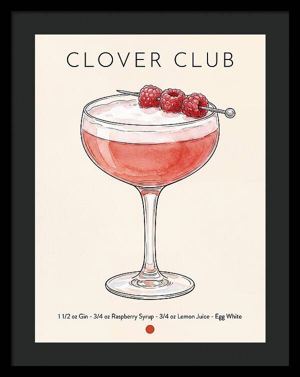 Clover Club Minimal Ink And Watercolor Cocktail Recipe