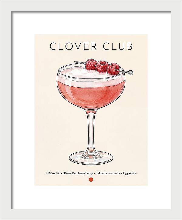 Clover Club Minimal Ink And Watercolor Cocktail Recipe