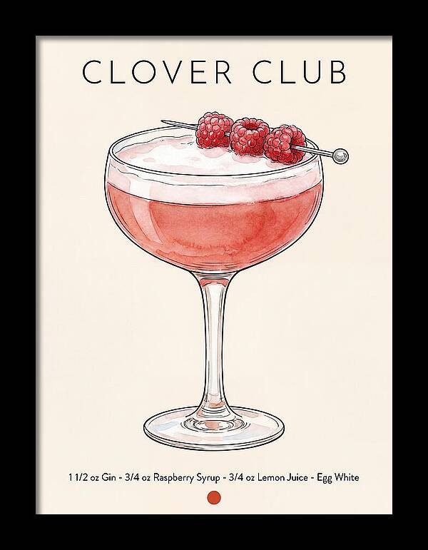 Clover Club Minimal Ink And Watercolor Cocktail Recipe