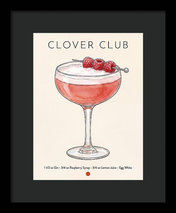 Clover Club Minimal Ink And Watercolor Cocktail Recipe