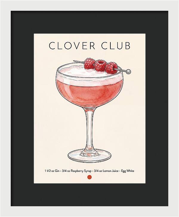 Clover Club Minimal Ink And Watercolor Cocktail Recipe
