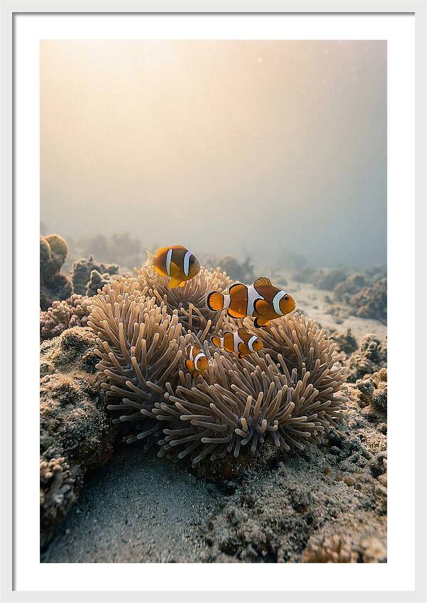 Clown Fish Family In Anemone