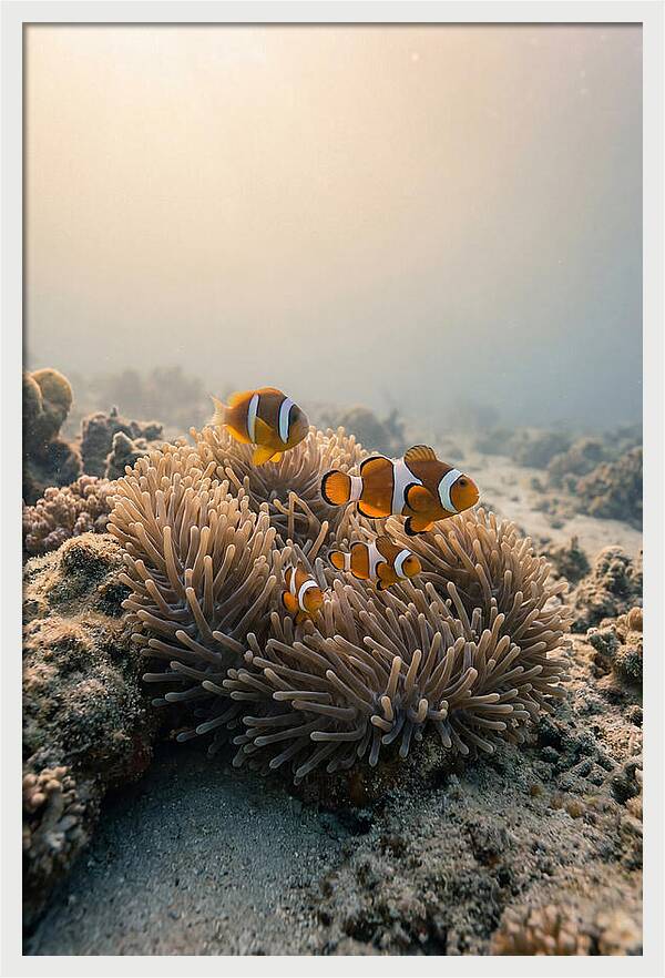 Clown Fish Family In Anemone