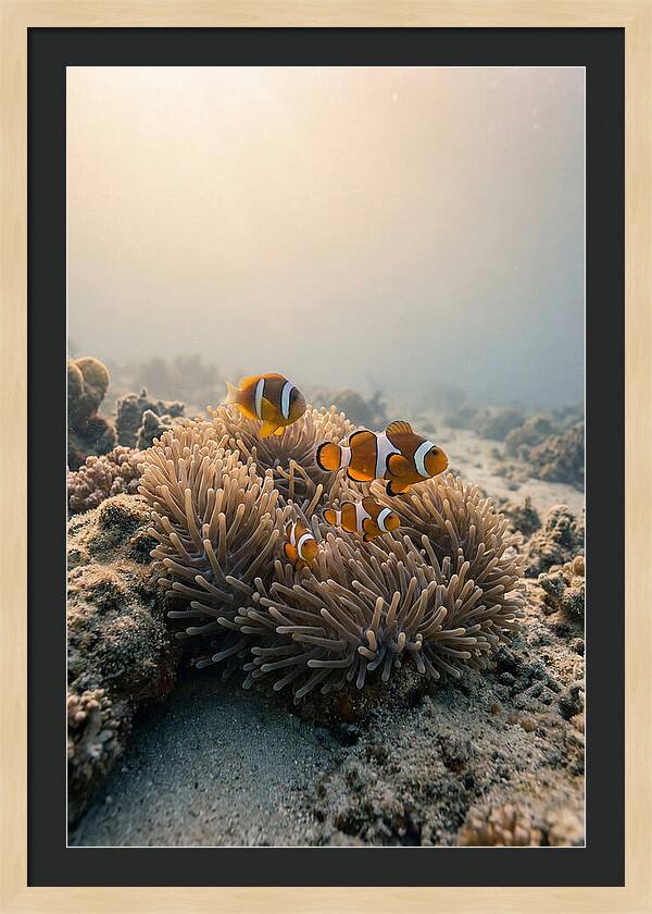 Clown Fish Family In Anemone