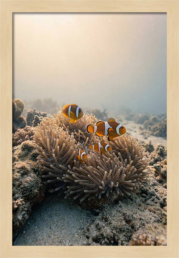 Clown Fish Family In Anemone