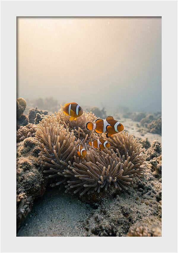 Clown Fish Family In Anemone