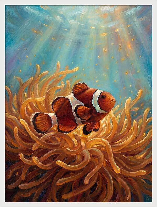 Clownfish Among Vibrant Anemones