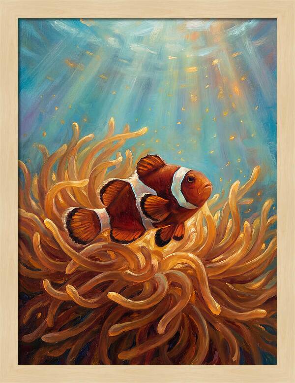 Clownfish Among Vibrant Anemones