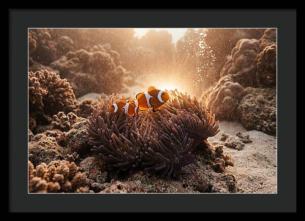Clownfish Among Vibrant Anemones
