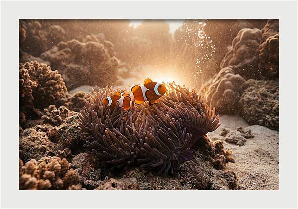 Clownfish Among Vibrant Anemones