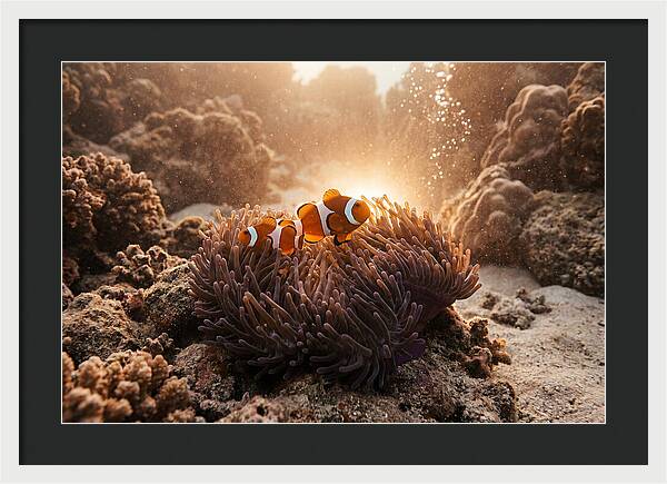 Clownfish Among Vibrant Anemones