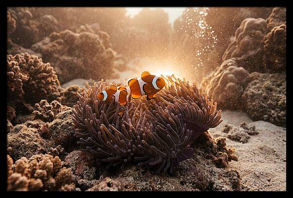 Clownfish Among Vibrant Anemones