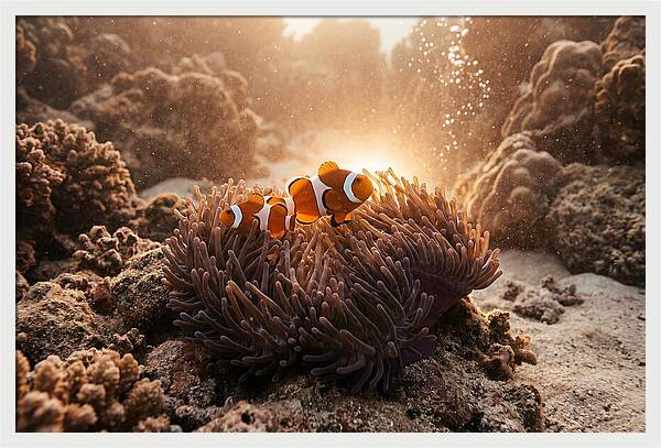 Clownfish Among Vibrant Anemones