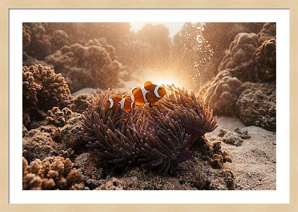 Clownfish Among Vibrant Anemones
