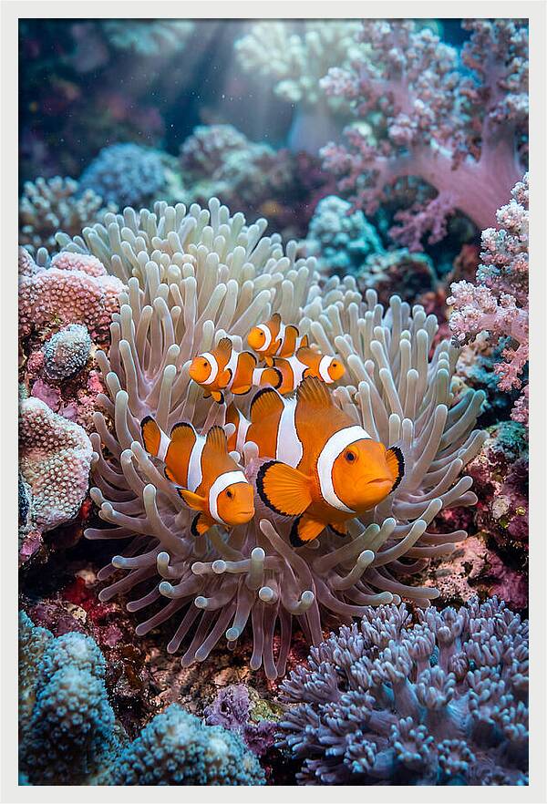 Clownfish Family Underwater
