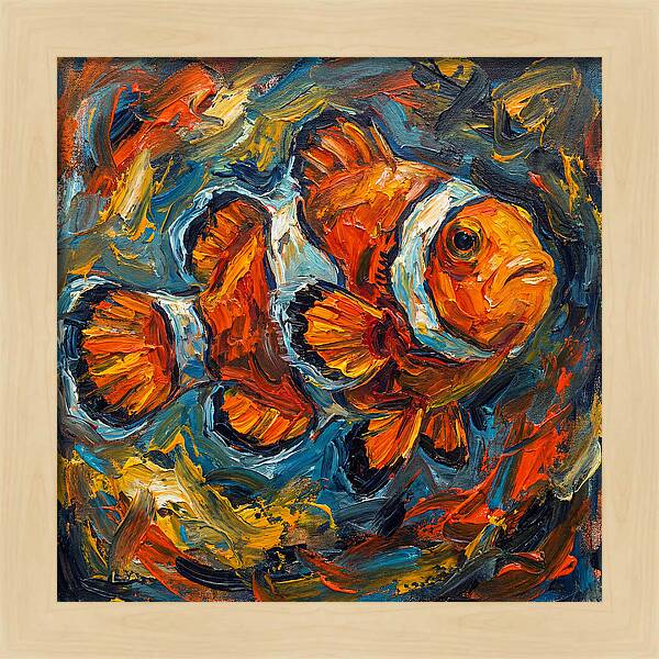 Clownfish In Vibrant Swirls