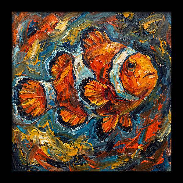 Clownfish In Vibrant Swirls