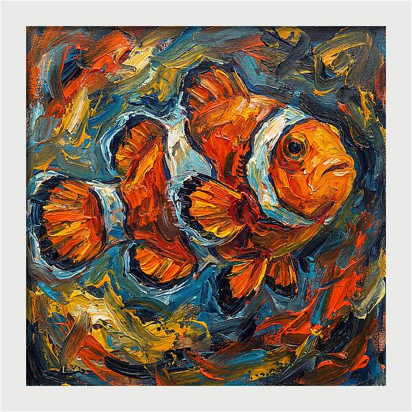 Clownfish In Vibrant Swirls