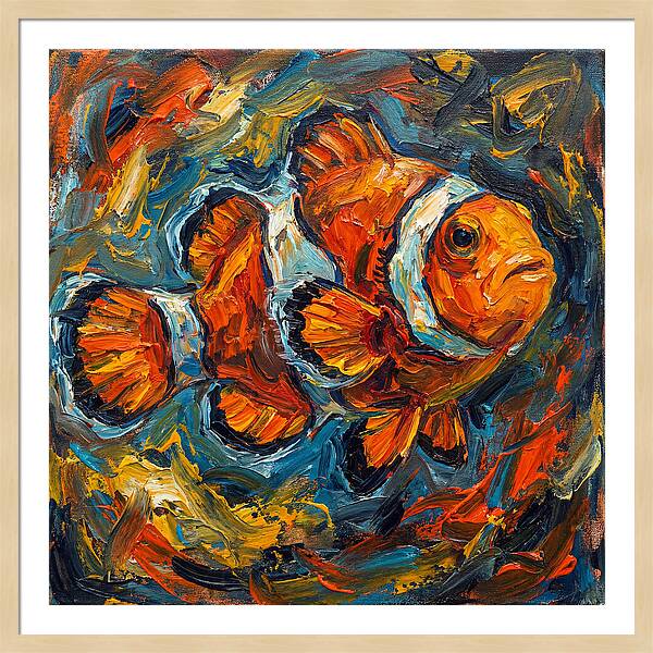 Clownfish In Vibrant Swirls