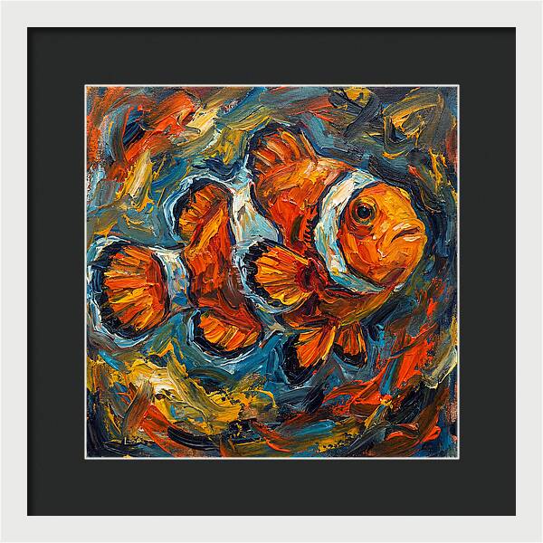 Clownfish In Vibrant Swirls