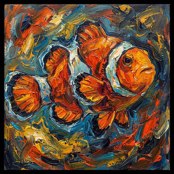 Clownfish In Vibrant Swirls
