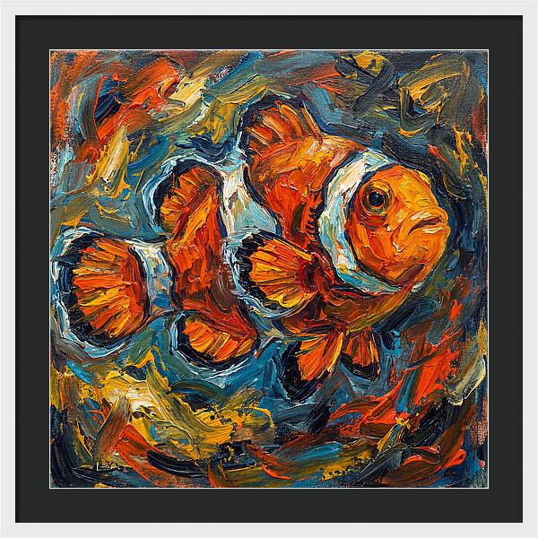 Clownfish In Vibrant Swirls