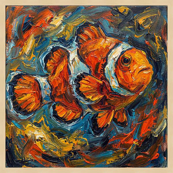 Clownfish In Vibrant Swirls