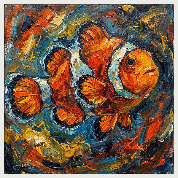 Clownfish In Vibrant Swirls