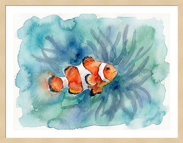 Clownfish Swimming In Watercolor