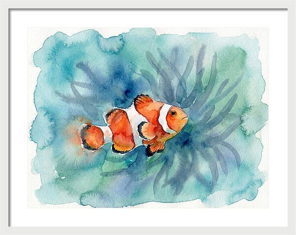 Clownfish Swimming In Watercolor