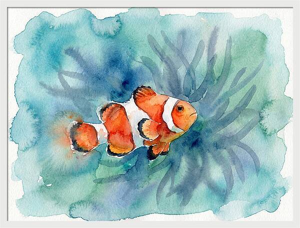 Clownfish Swimming In Watercolor