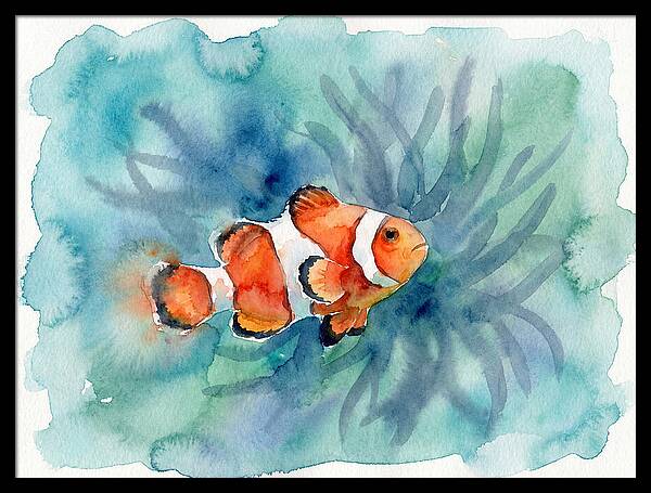 Clownfish Swimming In Watercolor