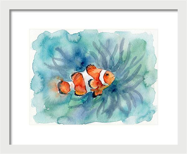 Clownfish Swimming In Watercolor