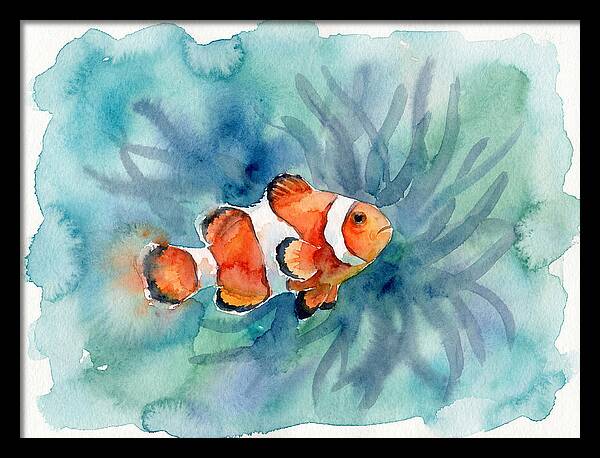 Clownfish Swimming In Watercolor