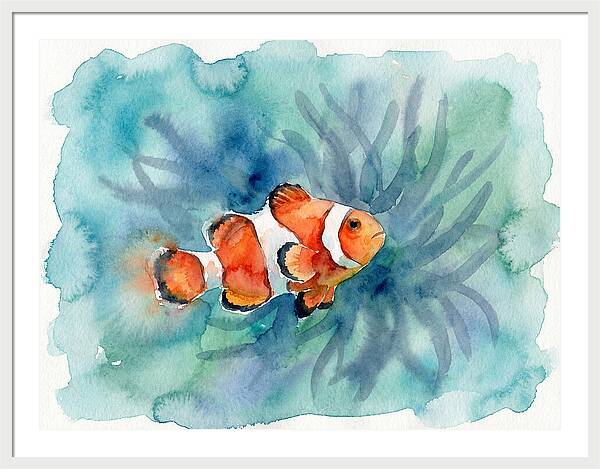 Clownfish Swimming In Watercolor