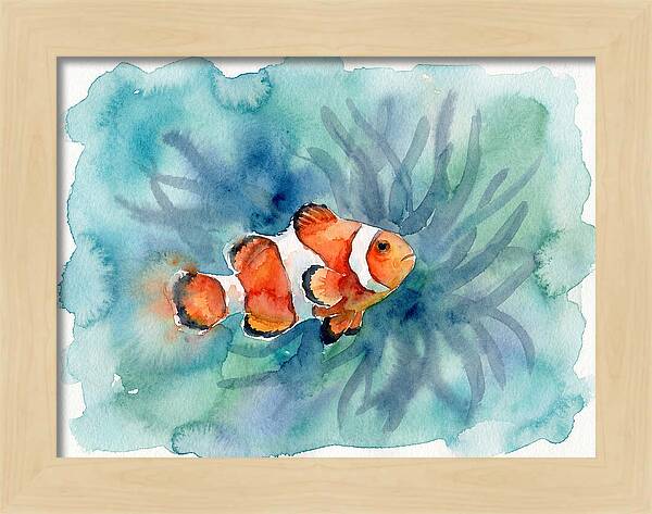 Clownfish Swimming In Watercolor