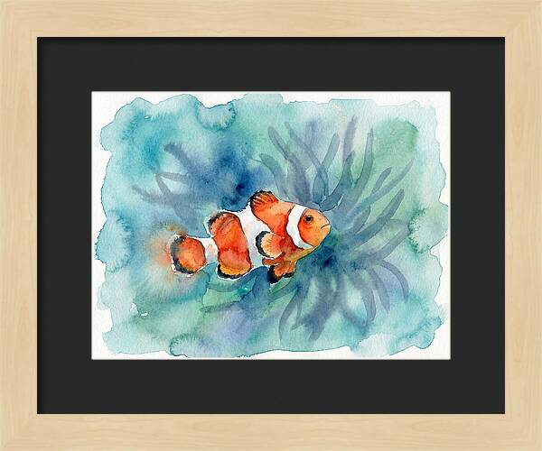 Clownfish Swimming In Watercolor