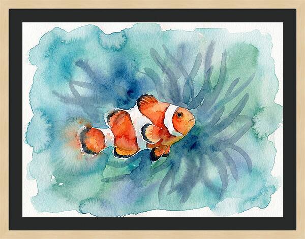 Clownfish Swimming In Watercolor