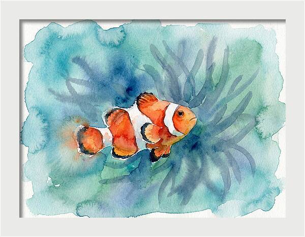 Clownfish Swimming In Watercolor