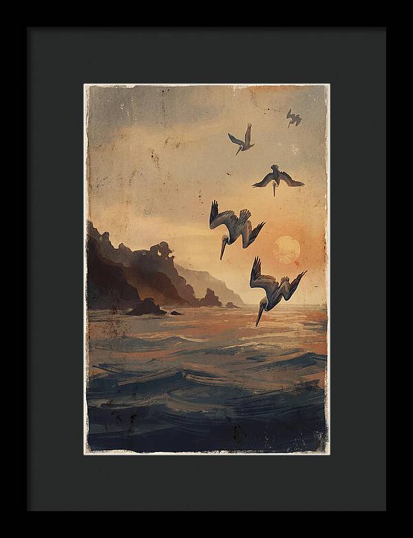 Coastal Pelicans At Sunset
