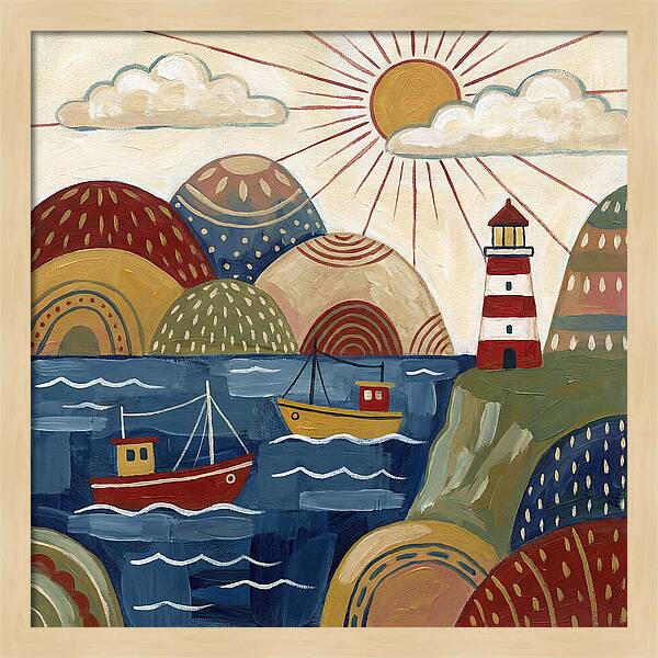 Coastal Serenity In Folk Style