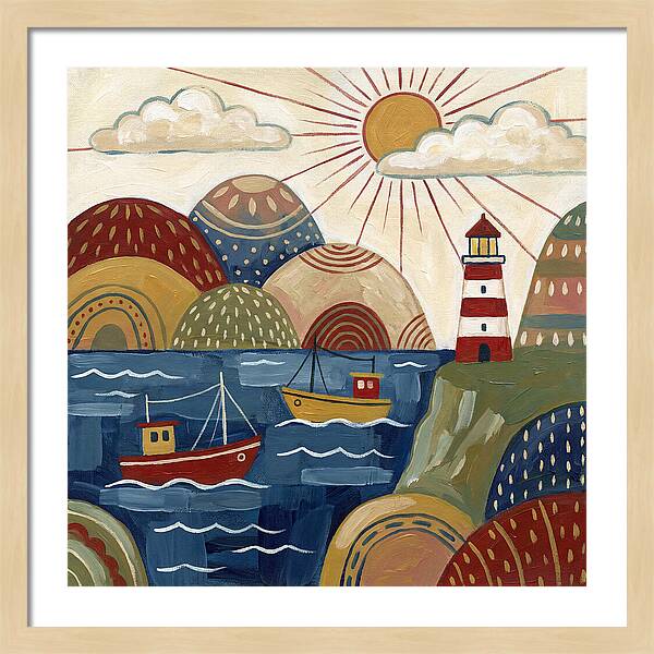 Coastal Serenity In Folk Style