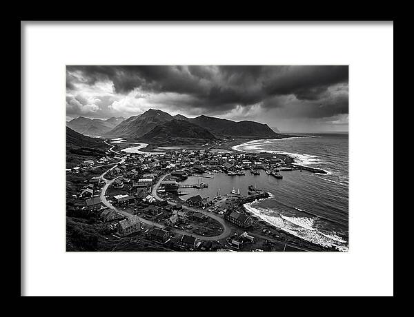 Coastal Settlement In Monochrome