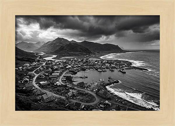 Coastal Settlement In Monochrome