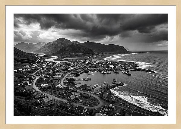 Coastal Settlement In Monochrome