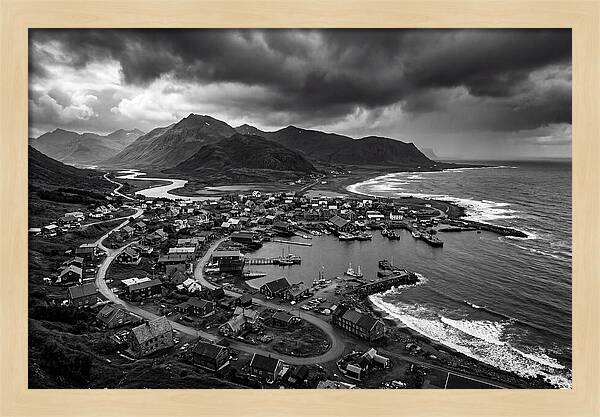 Coastal Settlement In Monochrome