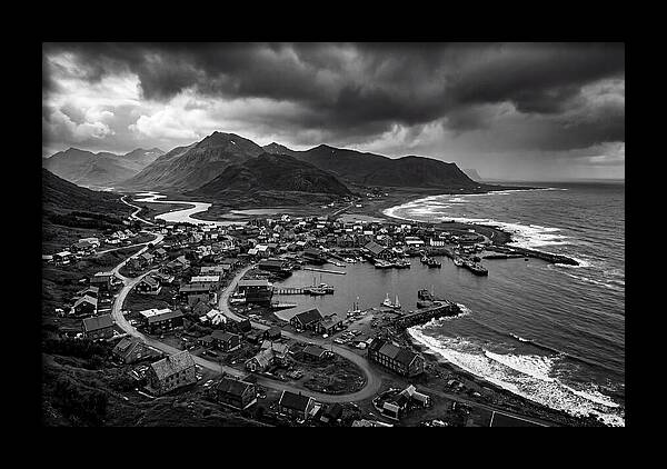 Coastal Settlement In Monochrome