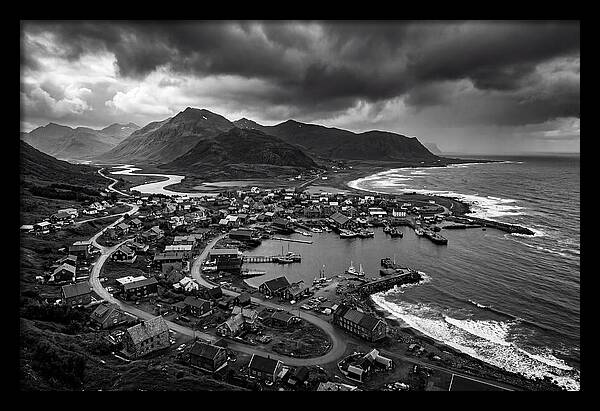 Coastal Settlement In Monochrome