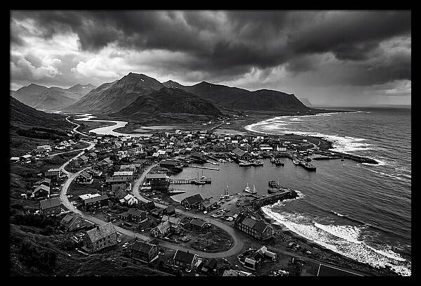 Coastal Settlement In Monochrome